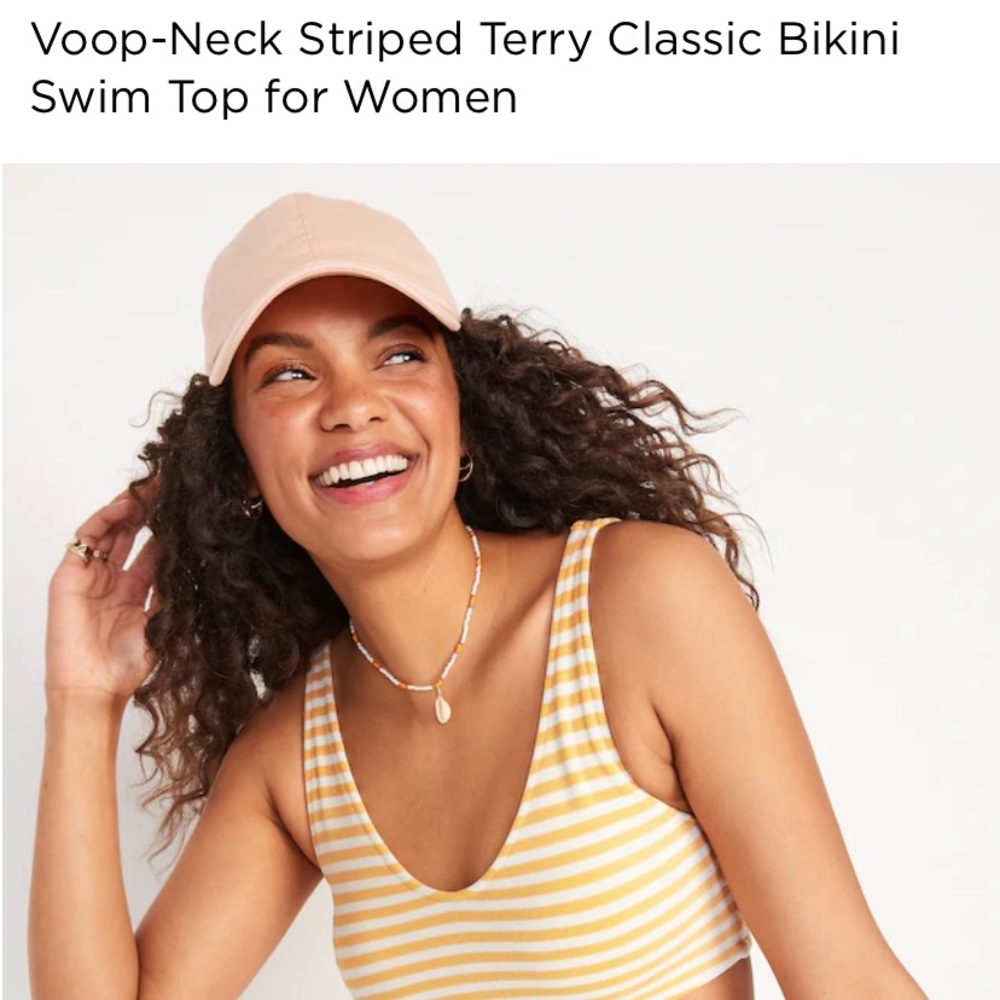 Nwt - Voop-neck (v scoop) solid black classic bikini swim top for wome…